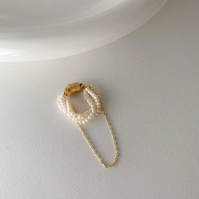 Modern Option French Pearl Strands Magnetic Ear Cuff