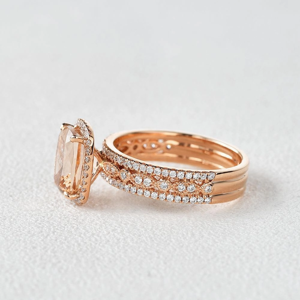 4.0ct Cushion Cut Morganite Vintage Inspired Rose Gold Ring Eternal Classic