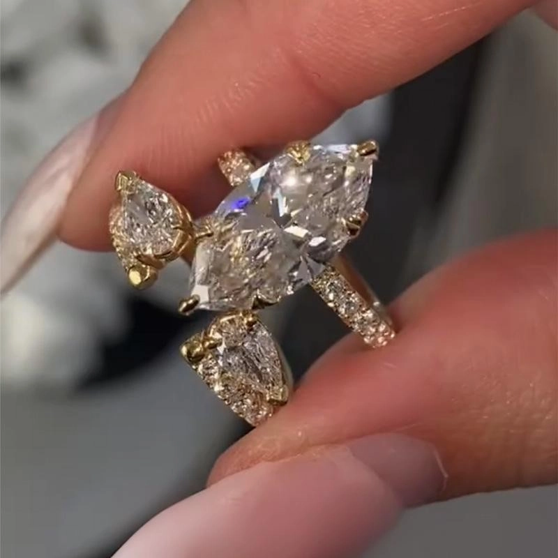 Alluring Style Party Ready Unique 4.0Ct Marquise Cut Insert Wedding Ring Set For Women In Sterling Silver