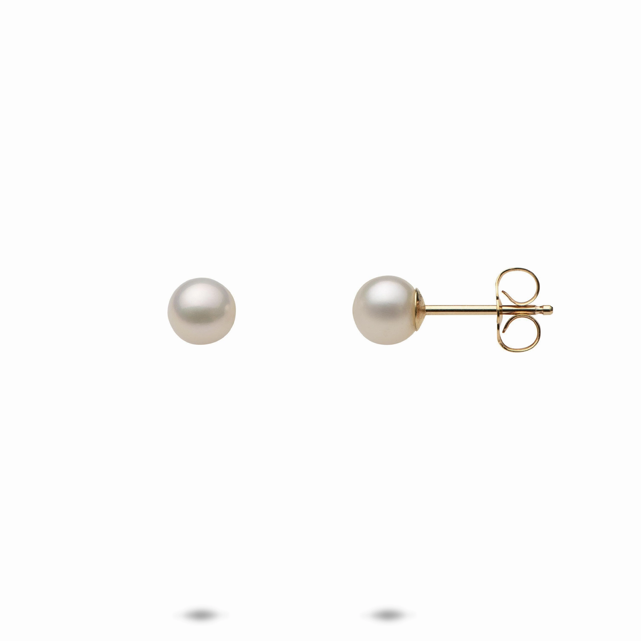 Iridescent Decoration Shiny appearance Freshwater White Pearl Earrings in Gold - 5-6mm