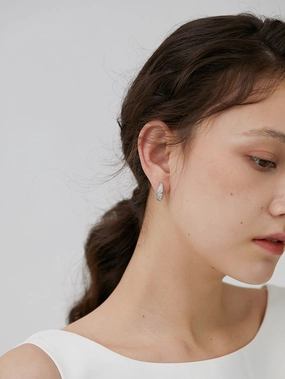 Frida Silver Paved Hoops Delicate Piece Business Piece