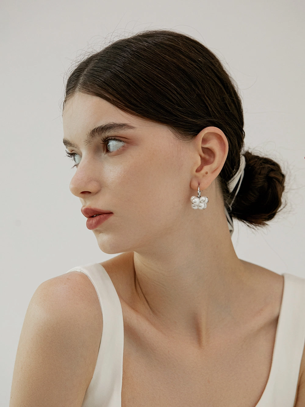 Modern Essential Frieda Silver Pearl Cluster Earrings