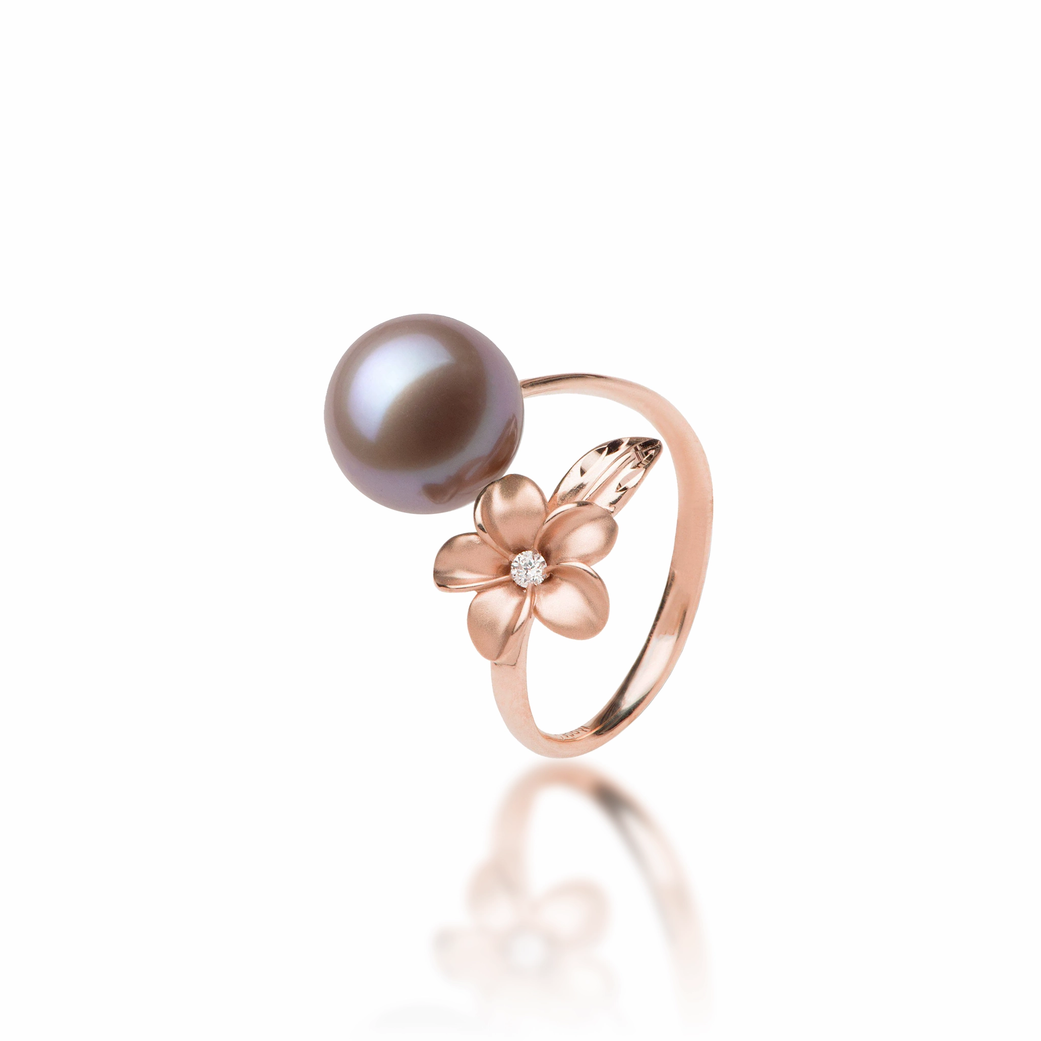 Plumeria Lilac Freshwater Pearl Ring in Rose Gold - 10-11mm Premium Look Simple Work