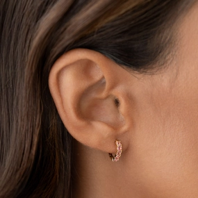 Affordable Detail Large Item July Birthstone Huggie Earrings - Pink Tourmaline