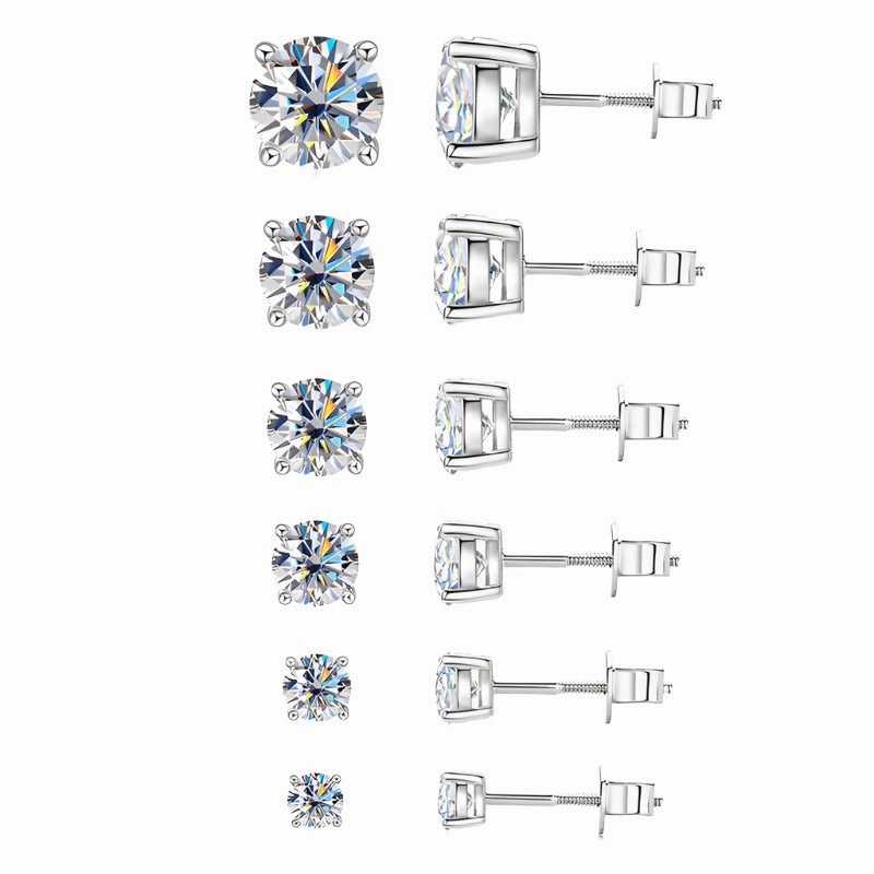 City Spark Effortless Design Round Brilliant Stud Earrings | 10K Gold | Moissanite