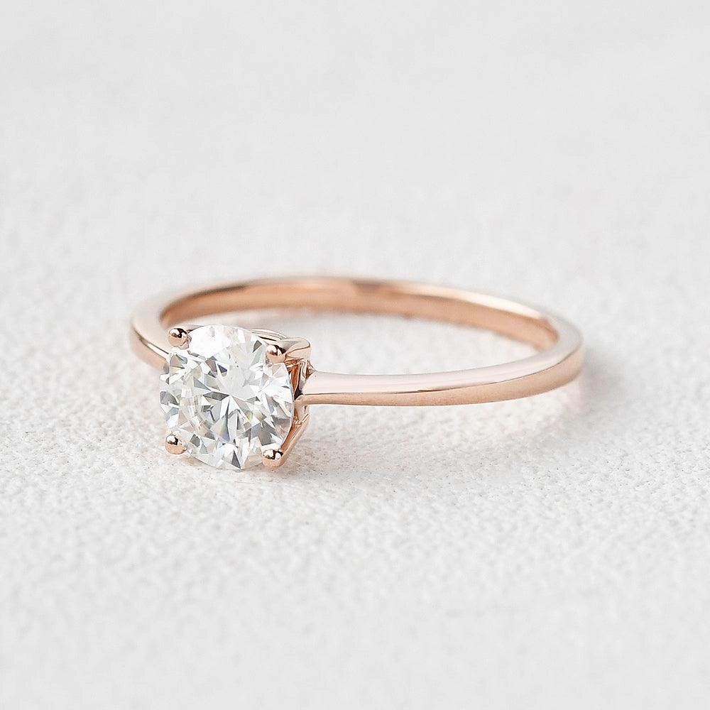 1.0ct Classic 4 Prongs Yellow Gold Ring Elegant Spark