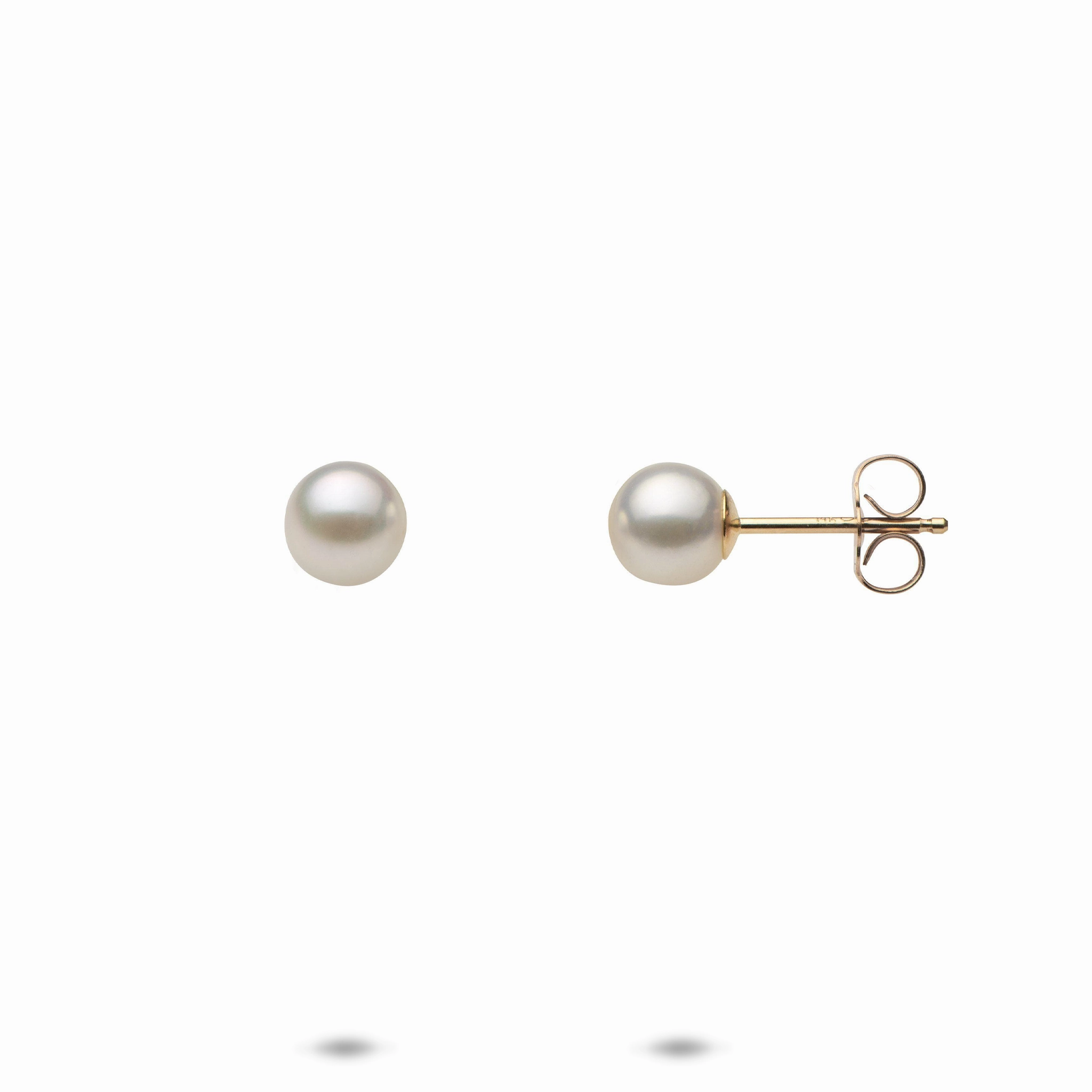 Simple Selection Akoya White Pearl Earrings in Gold - 5.5-6mm