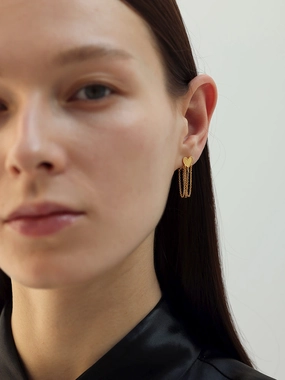 Nosa Heart Tassel Ear Jackets in Gold Sparkling Embellishment High-Quality Creation