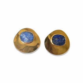 Geometric Lapis Earrings |  Round Blue Statement Jewelry Attractive Decor