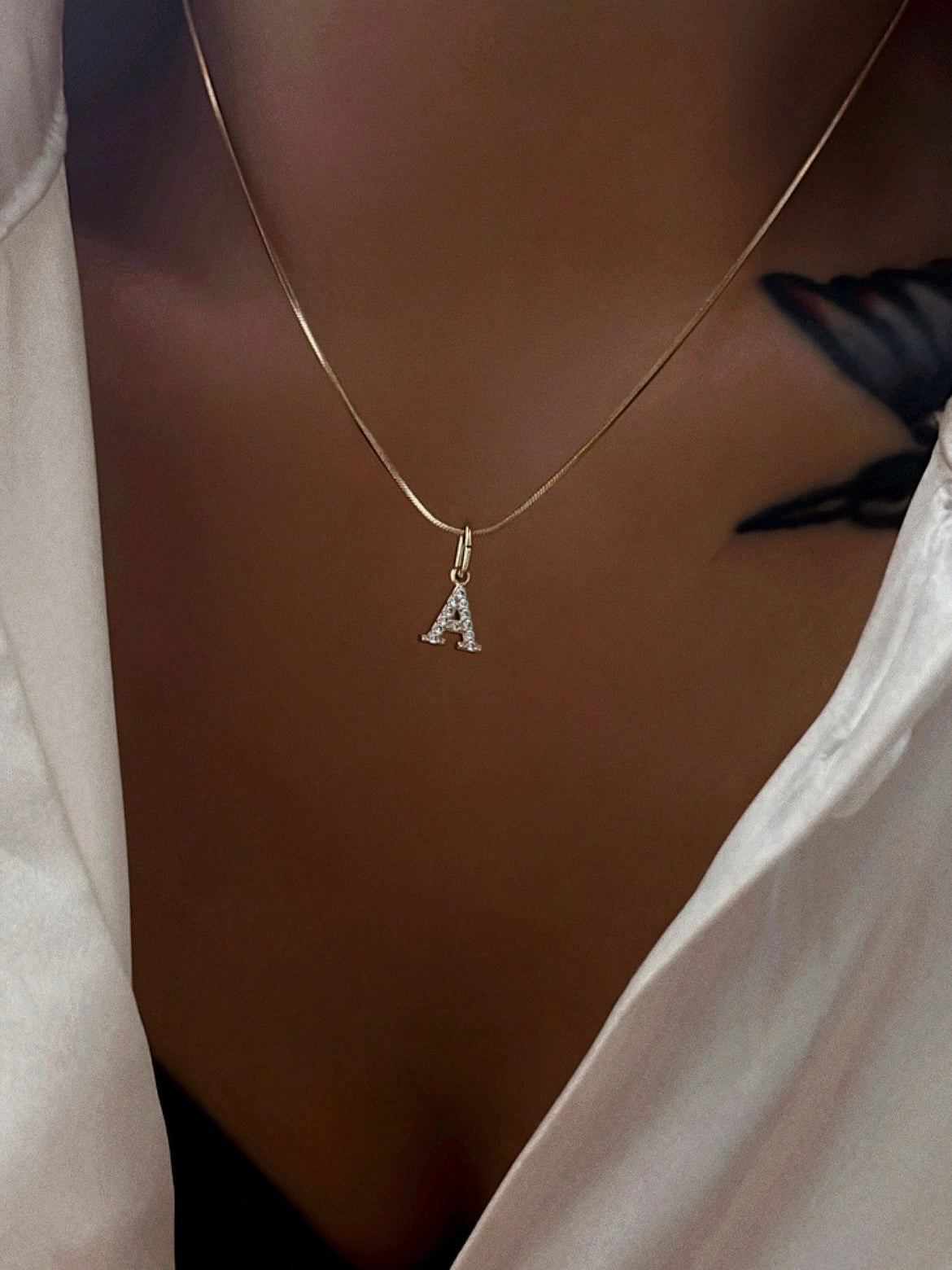 Gladys Zirconia Initial Herringbone Necklace Work Accent Superb Accessory