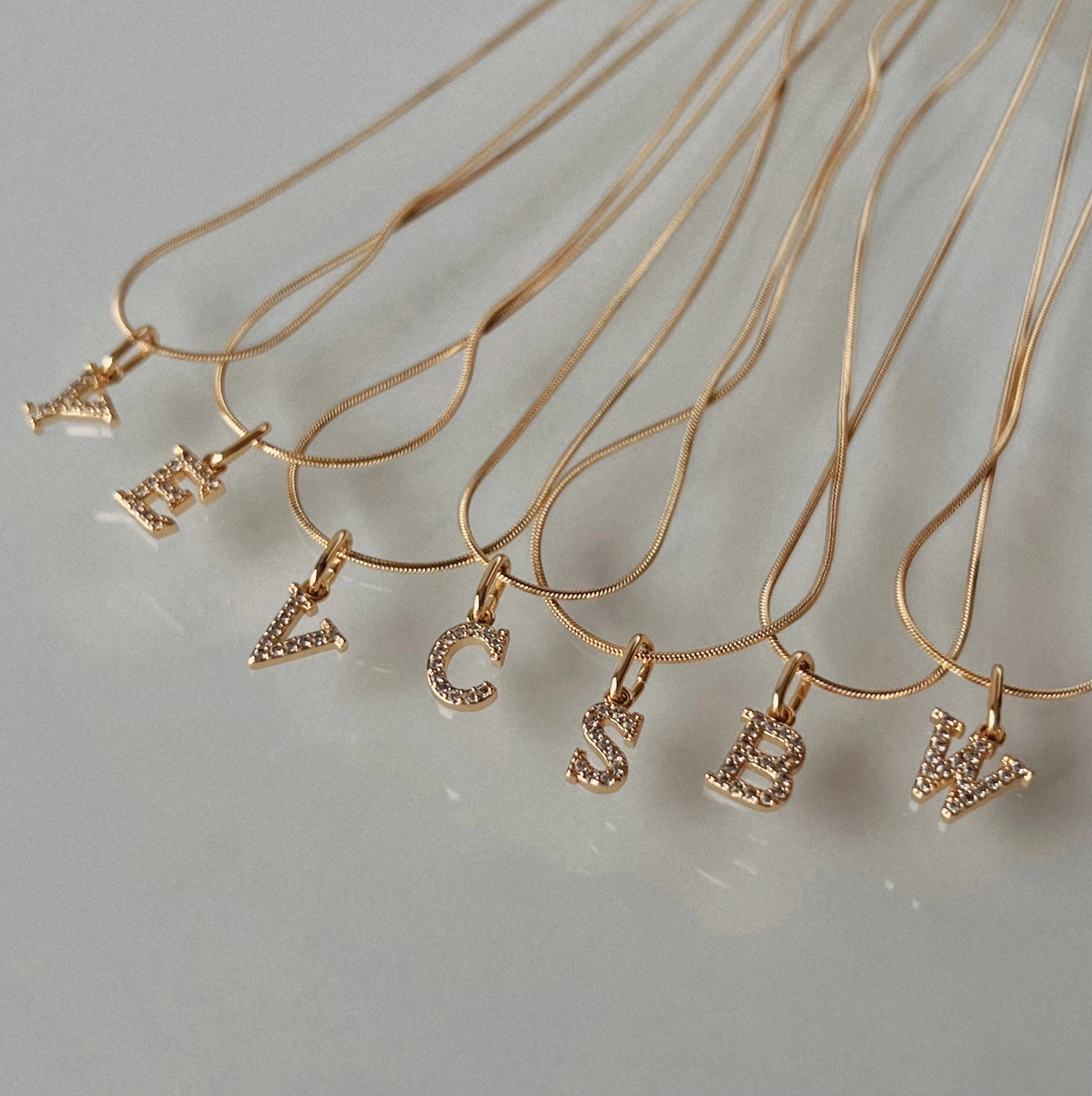 Chic Touch Networking Item Gladys Zirconia Initial Herringbone Necklace