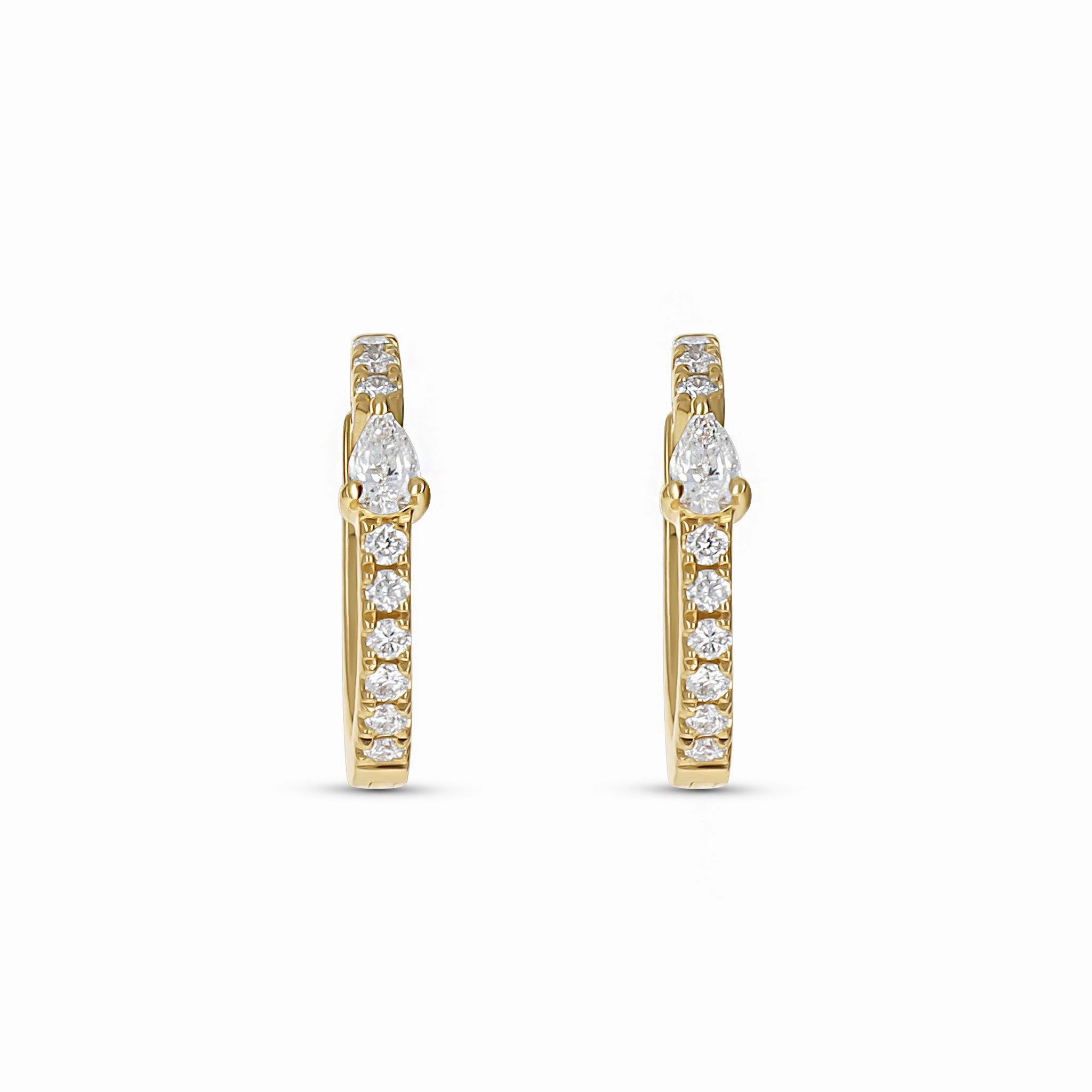 Chic Flash Diamond Pear Station Huggie Hoop Earrings