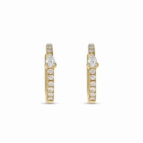 Chic Flash Diamond Pear Station Huggie Hoop Earrings