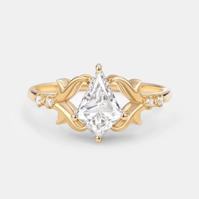 Kite Cut Leafy Lab Grown Diamond Engagement Ring - Tendril Elegant Detailing Layered Texture