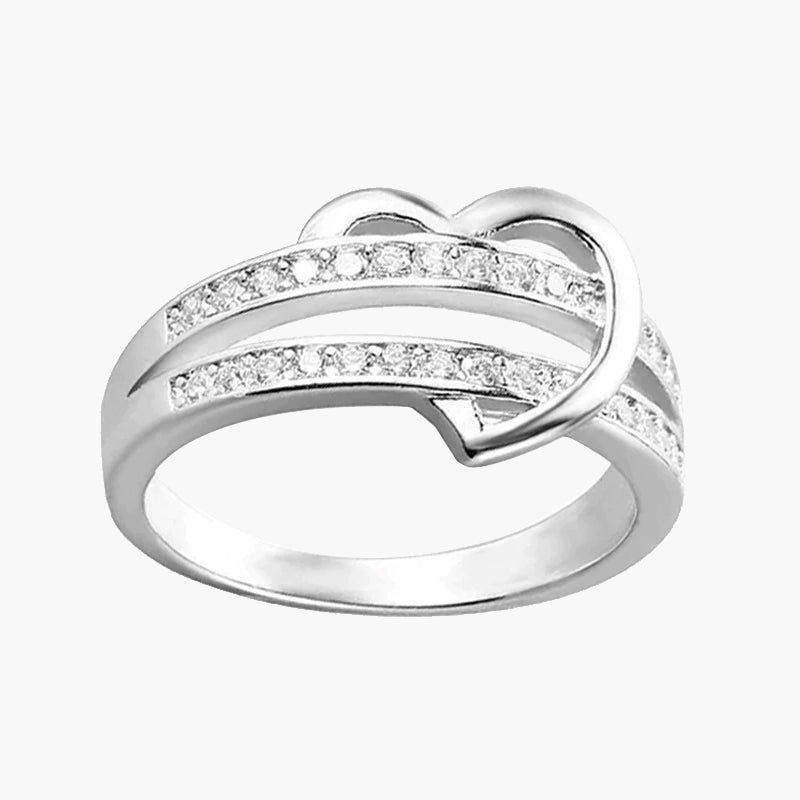 Simple Heart Shaped Ring in 925 Sterling Silver Lustrous Accent Dynamic Feature
