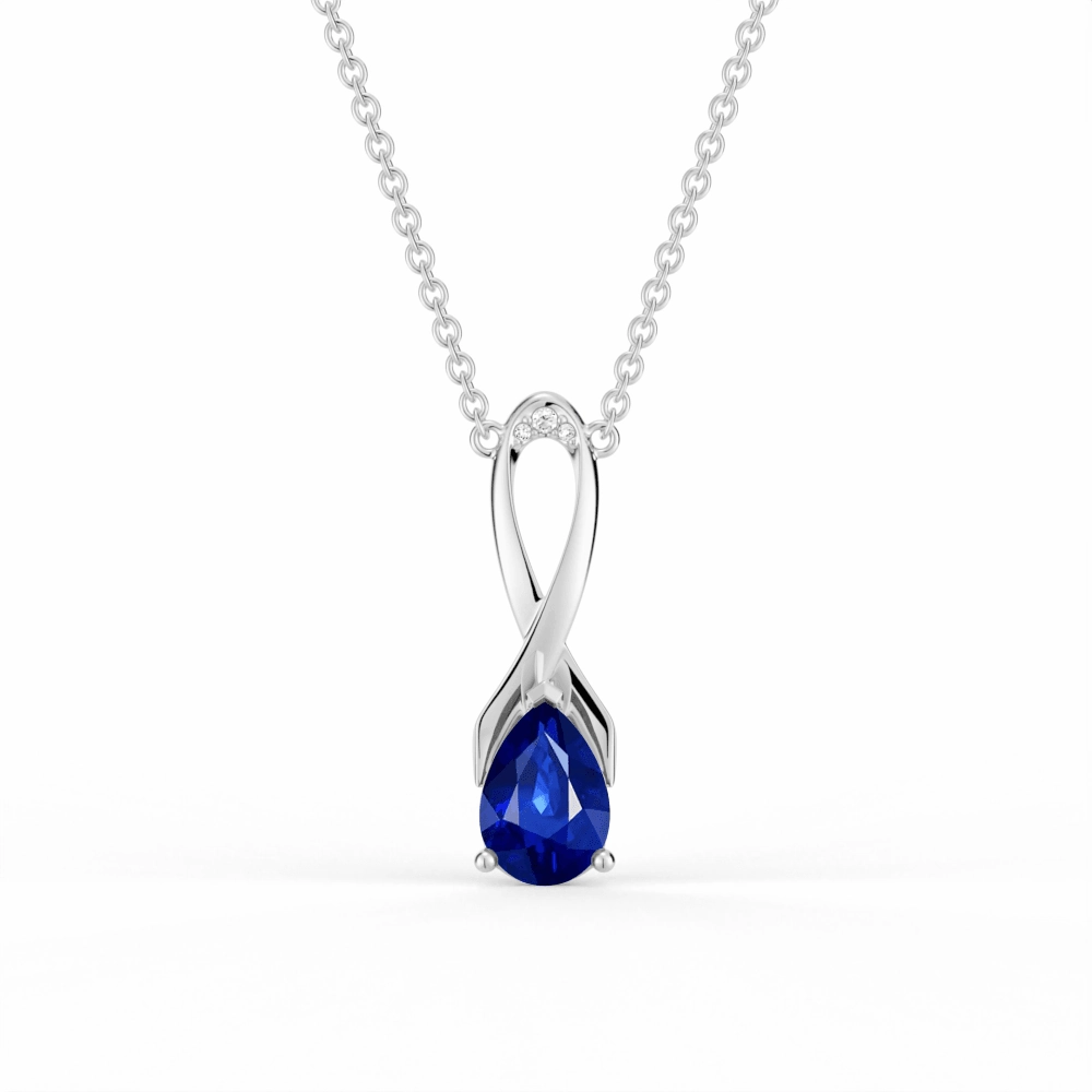 "Blue For Pink" Sapphire Necklace With Ribbon Sophisticated Element