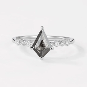 Dark Grey Salt and Pepper Diamonds Engagement Ring Stunning Accent