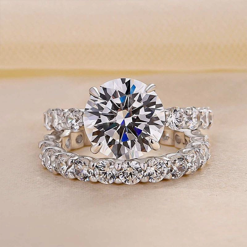 Luxury Aura Elegant 3.0Ct Round Cut Wedding Ring Set With Eternity Wedding Band