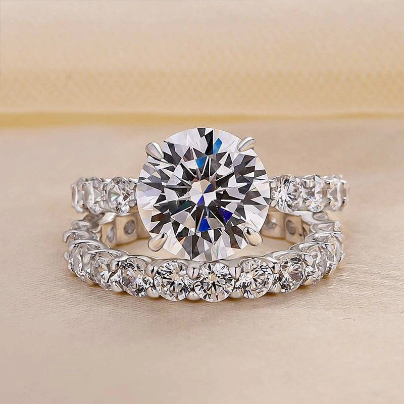 Holiday Glow Elegant 3.0Ct Round Cut Wedding Ring Set With Eternity Wedding Band