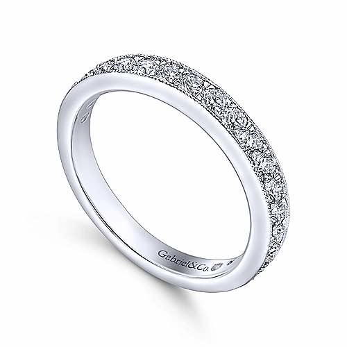 Bold Craftsmanship 19-Stone Diamond Band with Milgrain Edging 14K White Gold