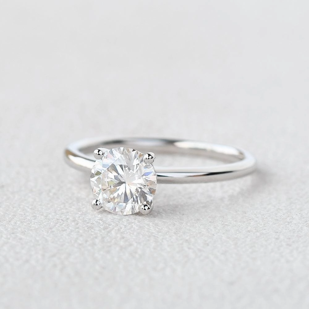 1.0ct Round Cut Moissanite Classic Solitaire Ring Sophisticated Shape Artisan Made