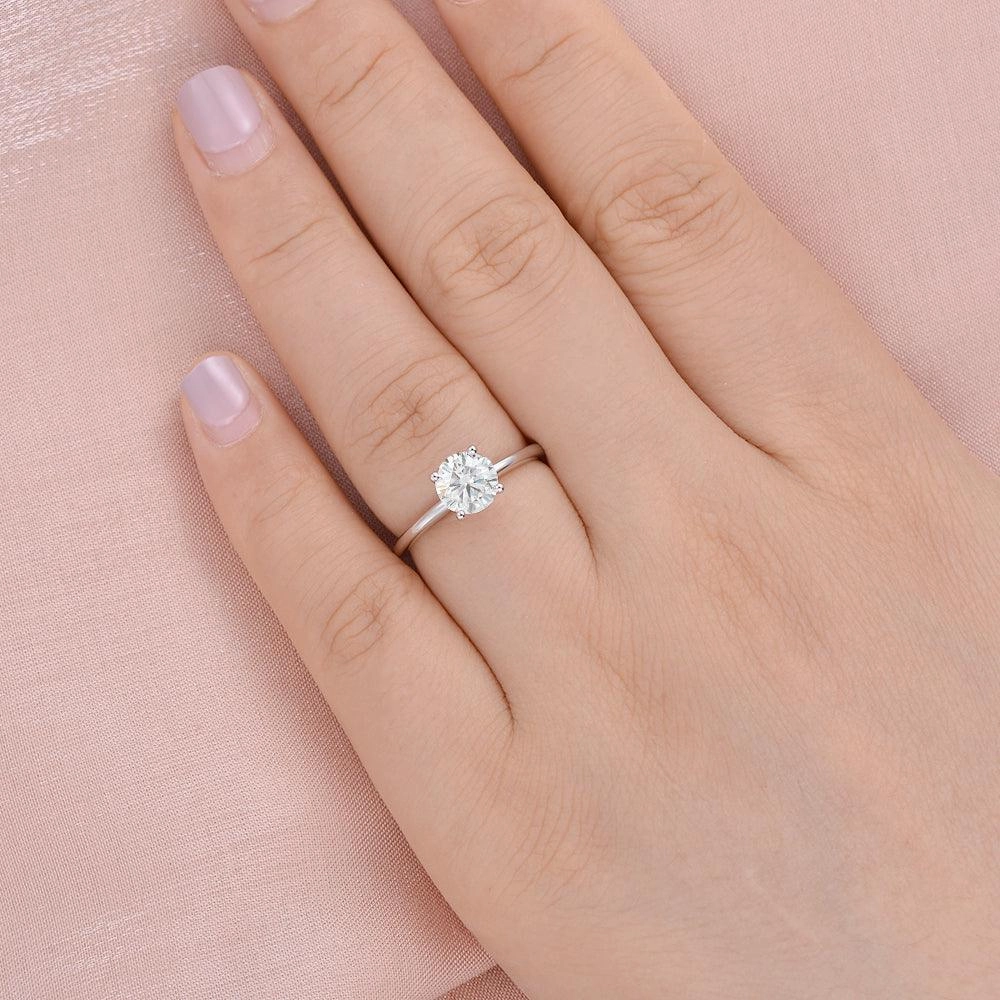 Formal Fashion Glam Set 1.0ct Round Cut Moissanite Classic Solitaire Ring
