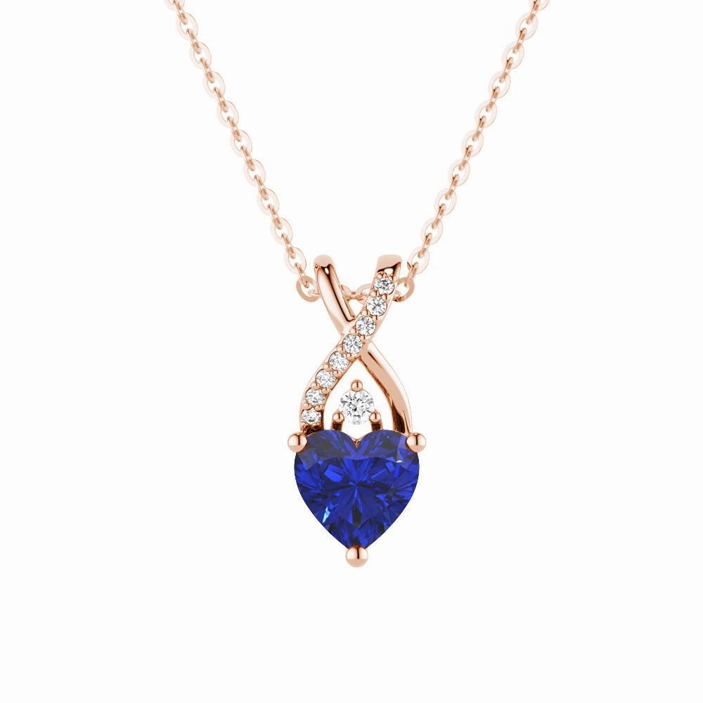1.16 CT. Solitaire Heart Sapphire and White Sapphire Pendant Dazzling Craft Dressed Look