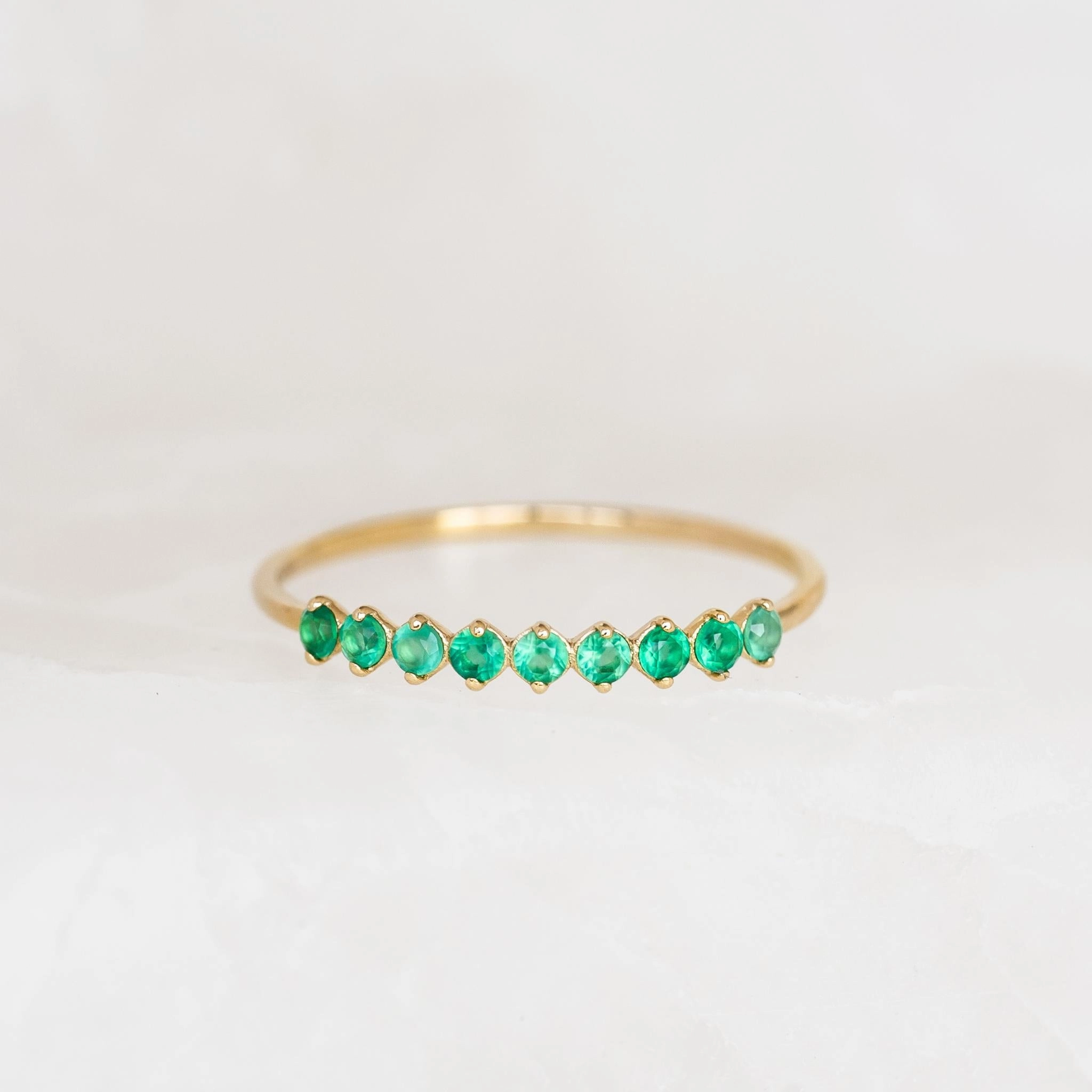 Beautiful Product May Birthstone Ring 14k Gold - Green Chalcedony
