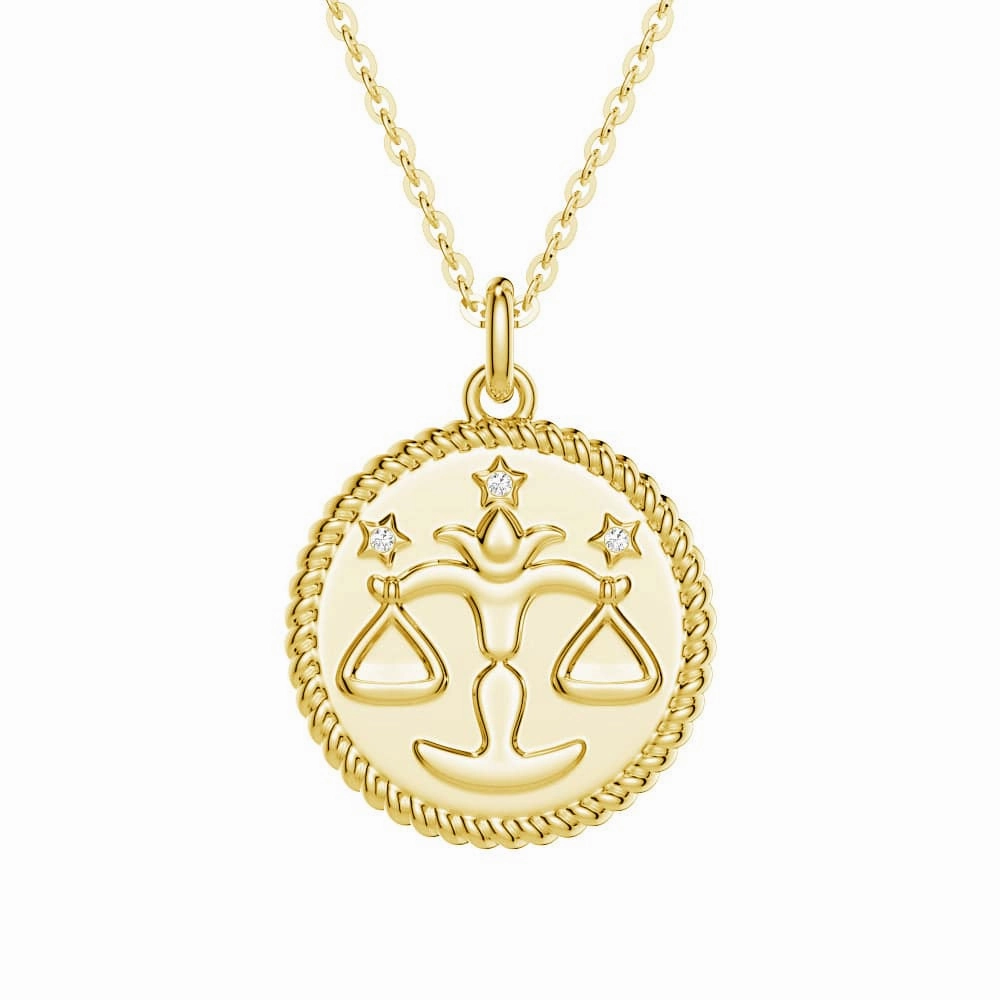 Charming Shine Premium Charm Libra Constellation Lab Grown Diamond Birthstone Pendant Necklace