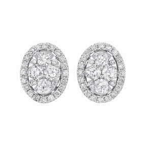 Starbright Diamond Oval Halo Cluster Stud Earrings Party essential Spark Moment