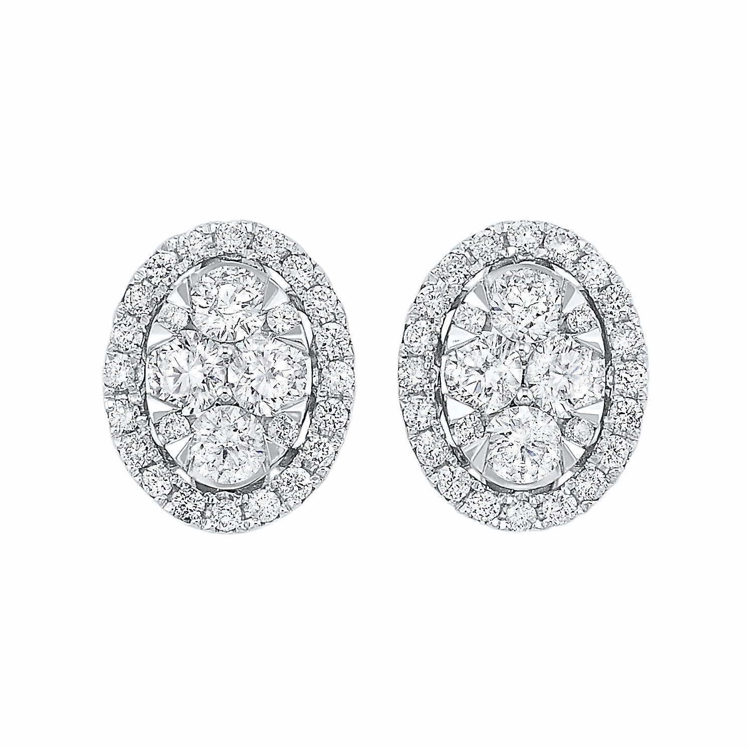 Starbright Diamond Oval Halo Cluster Stud Earrings Party essential Spark Moment