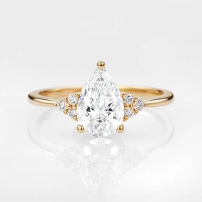 Distinct Feature Timeless Match 1.0ct Pear Lab Grown Diamond Cluster Engagement Ring - Lydia