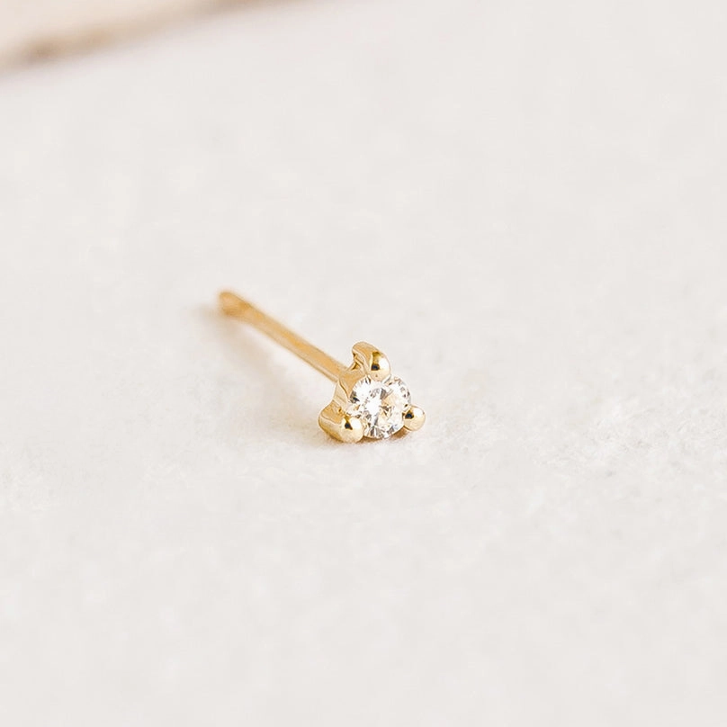 14k Yellow Gold Diamond Stud Earring 2mm - Aria (Single) Premium Creation Star-Shaped Adornment