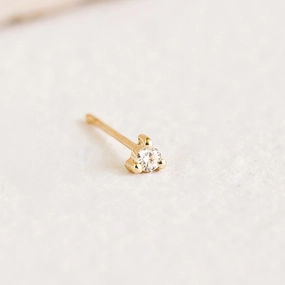 14k Yellow Gold Diamond Stud Earring 2mm - Aria (Single) Premium Creation Star-Shaped Adornment