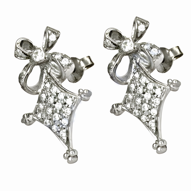 Stunning Antique Cubic Zirconia 925 Silver Earrings - Glitzy Solid CZ Gemstone Jewelry Trendy Accessory