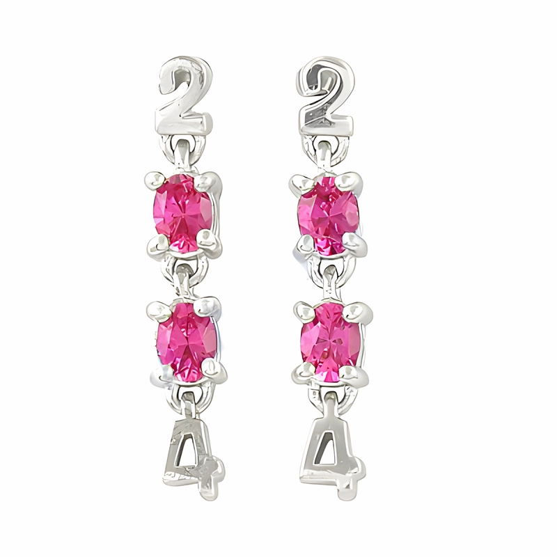 Triangular Trinket Stylish Pink Cubic Zirconia Gemstone Silver Earrings - Creative Design