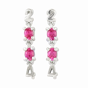 Triangular Trinket Stylish Pink Cubic Zirconia Gemstone Silver Earrings - Creative Design