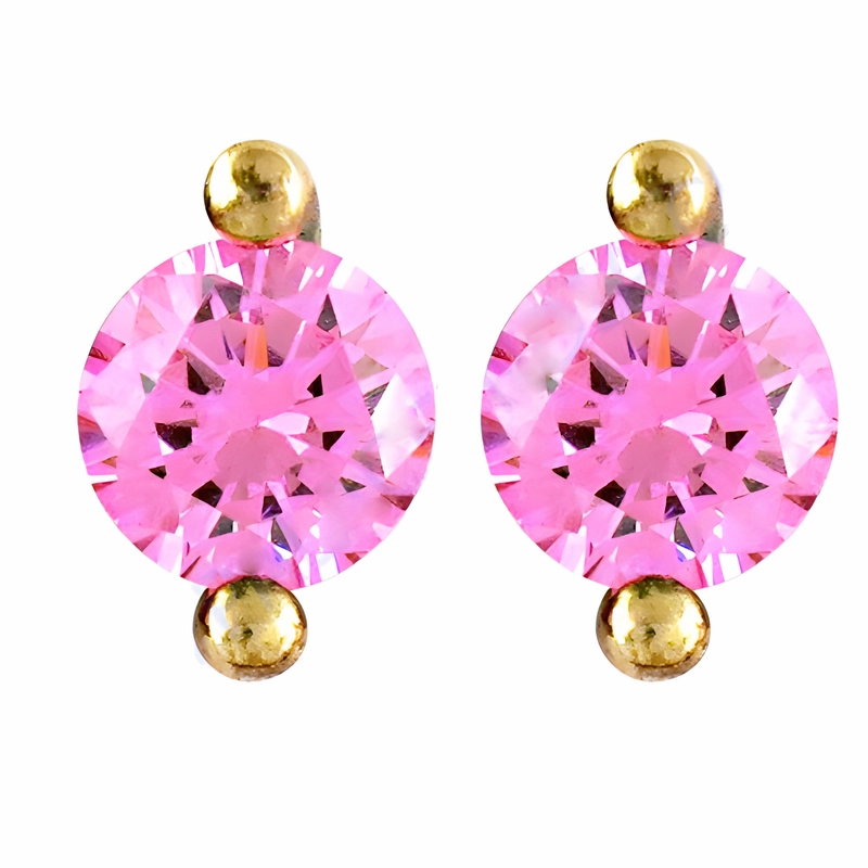 Decorative piece Charming Pink Cubic Zirconia Gemstone Silver Earrings - Elegant Jewelry for Women