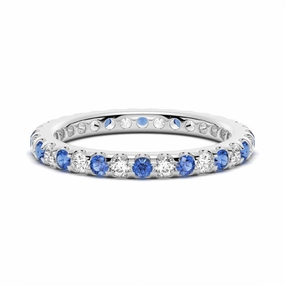 Pav?? Blue Sapphire and White Sapphire Eternity Ring Smooth Feature