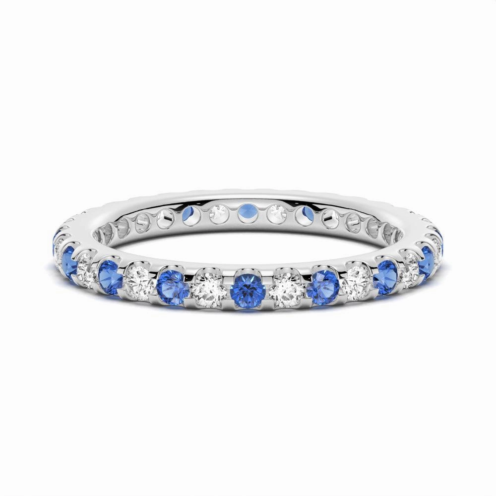 Pav?? Blue Sapphire and White Sapphire Eternity Ring Smooth Feature