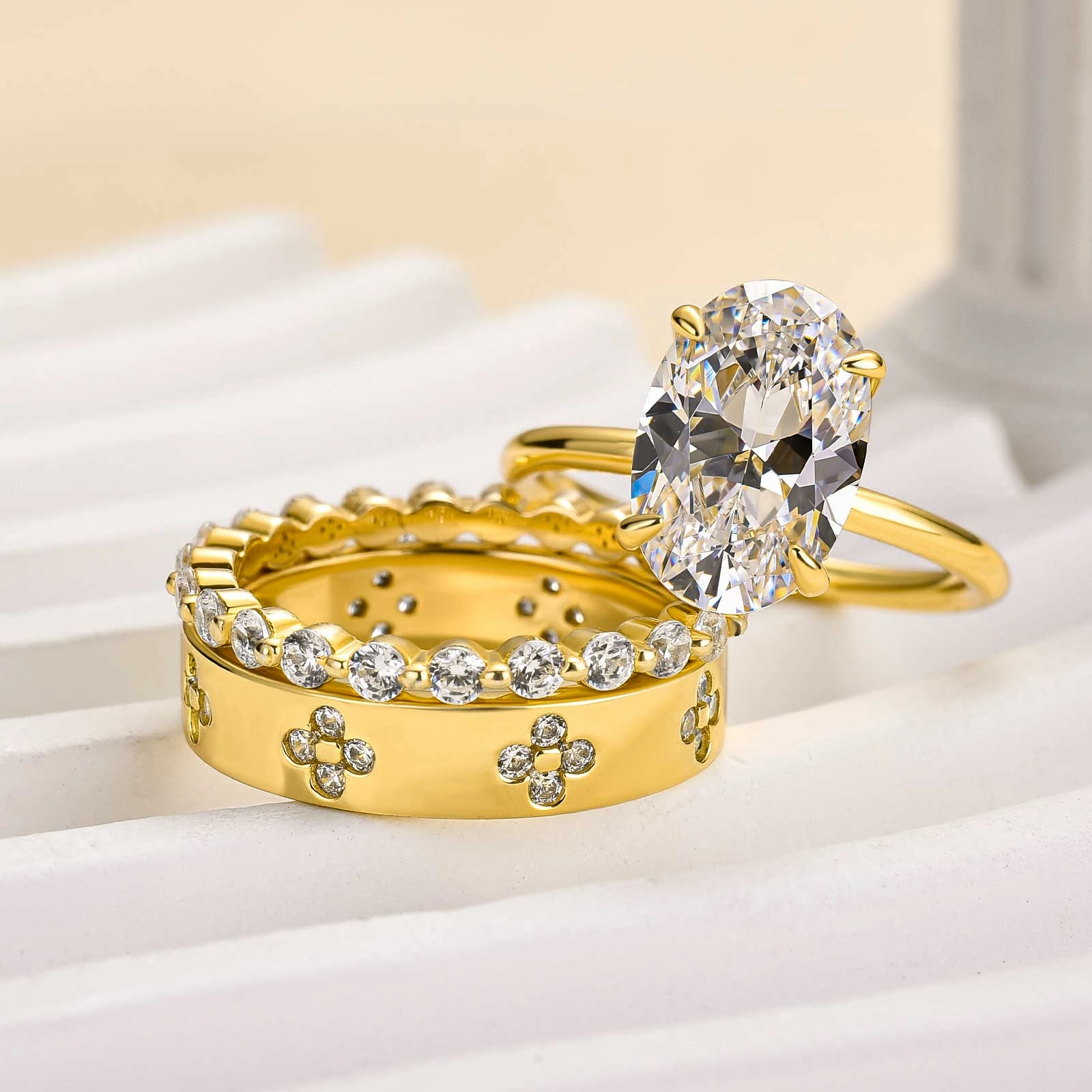 Camera Ready Louily Noble Oval Cut 3PC Ring Set For Women