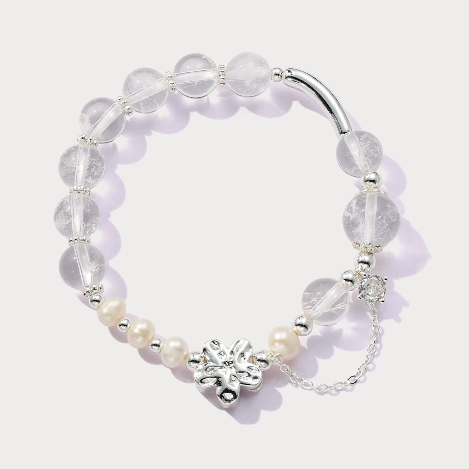 Clear Quartz Pearl Bracelet Elegant Choice
