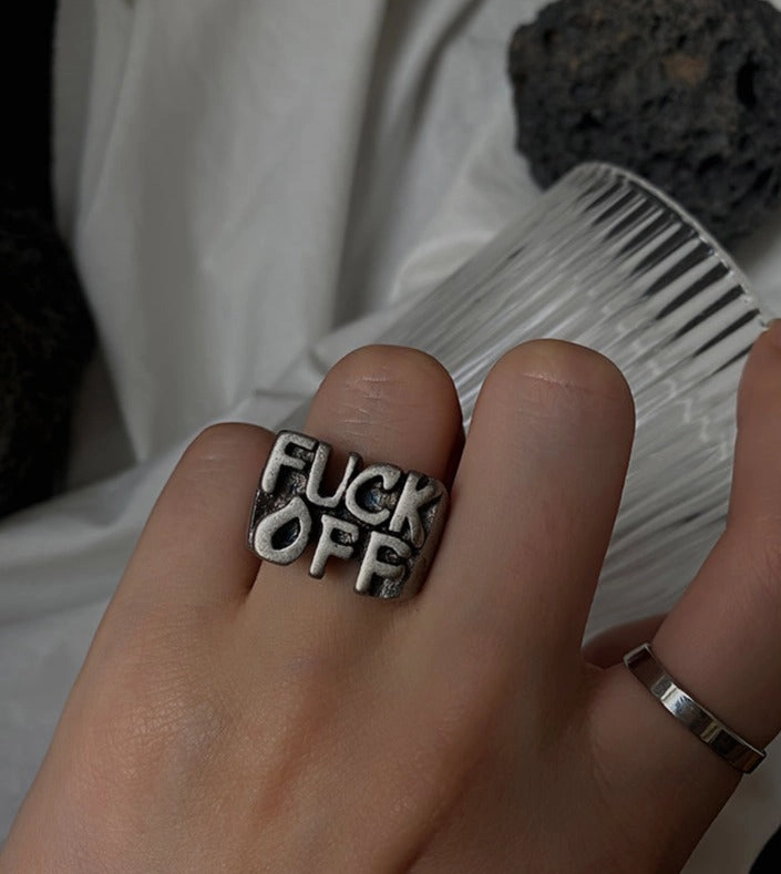 Formal Attire Go Punk Word Ring Wide Band