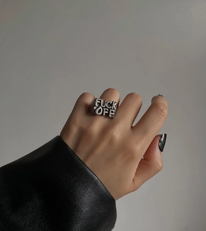 Go Punk Word Ring Wide Band Hypoallergenic Adornment