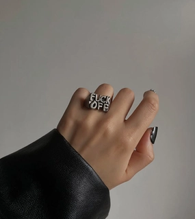 Go Punk Word Ring Wide Band Hypoallergenic Adornment