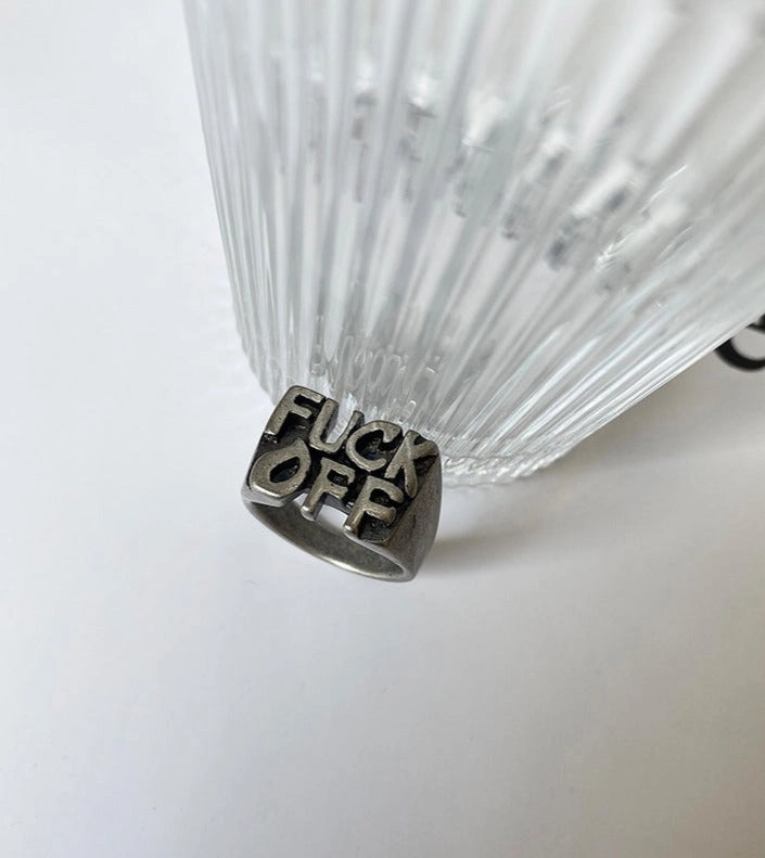 Go Punk Word Ring Wide Band Convenient Use