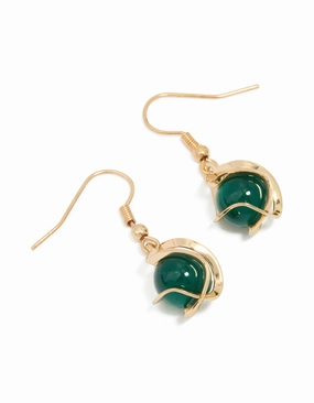 Stylish Finish Impressive Craft Gold Black Beaded Wire Wrapped Drop Earrings