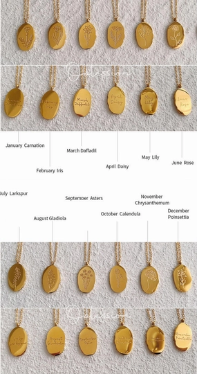 spring look Gold Personalized Birth Month Flower Necklace, Birth Flower Necklace, Floral Zodiac, Birth Month Flower Necklace Personalized WATERPROOF Jewelry