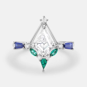 Premium Edge Radiant Style Unique Kite Cut Moissanite Curved Engagement Ring