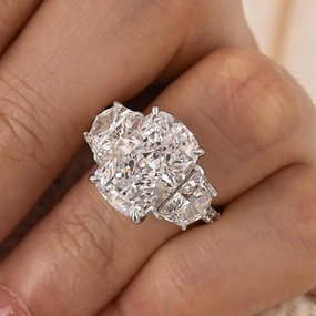 6.0Ct Three Stone Cushion Cut Engagement Ring Travel Ring In Sterling Silver Expressive Style